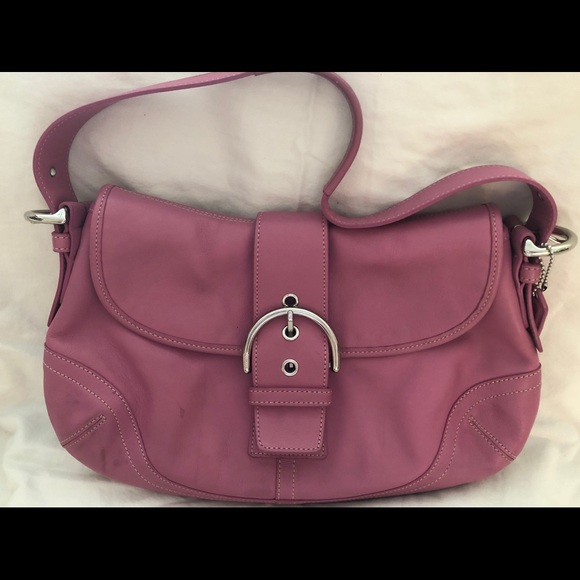 small pink leather purse